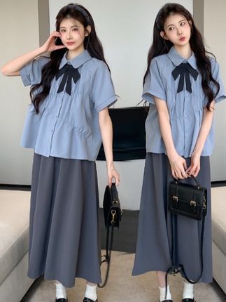 气质甜美孕妇装夏装套装2025新款宽松孕妇短袖衬衫时尚显瘦半身裙#夏季穿搭 #孕期穿搭 #气质减龄#遮肉显瘦#时尚孕妇装