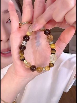 #时尚饰品 #超好看 #女人喜欢的饰品 #百搭 #我又心动了 【全能大金霸】天然黄塔晶金虎眼石手链藏级配证书礼盒TSS6907