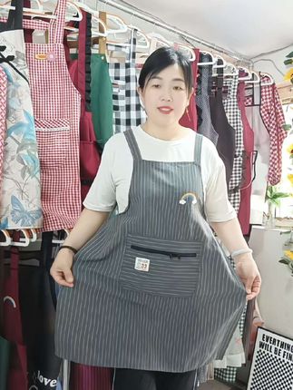 【新款围裙厨房专用厨房衣服防油防污肩带款棉布透气拉链厨房围裙做饭干活工作服】#面料柔软舒适 #质量杠杠的好#简单大气#耐脏耐磨好清洗