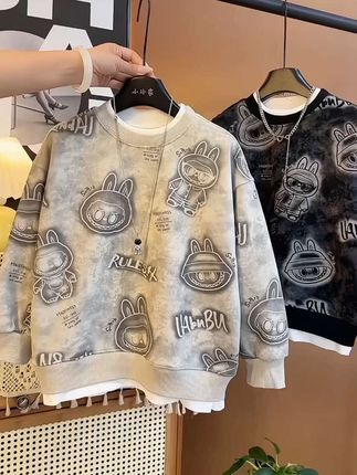 【加绒/不加绒】2025新款中大童休闲卫衣拉布布卡通百搭上衣#强烈推荐 儿童卫衣 #童装#春秋穿搭#新款 #潮男穿搭