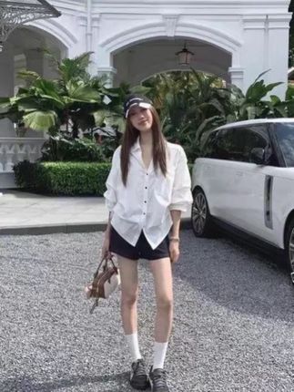 韩版时尚气质泡泡袖收腰白色翻领衬衫女夏季高级感上衣#高级感穿搭 #衬衫穿搭 #衬衣穿搭 #通勤搭配 #衬衫的多种穿法