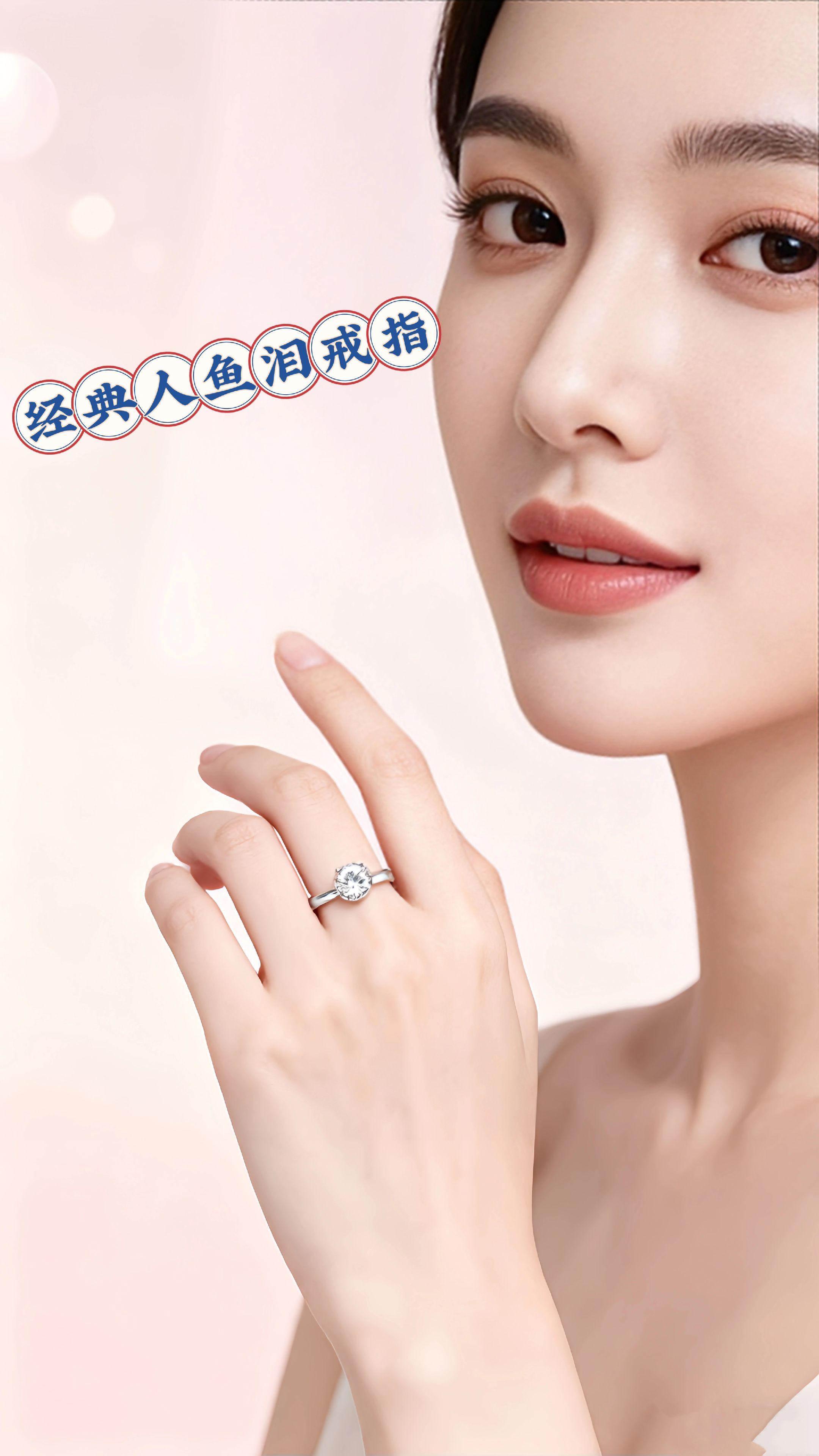 首饰 合金合成锆石戒指经典人鱼泪简约设计高级戒指#戒指#首饰分享 #时尚饰品 #爱了爱了爱了