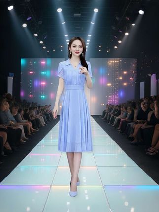 气质爆款短袖#连衣裙 2025年夏季新款十三行妈妈纯色收腰显瘦裙子#谁穿谁好看