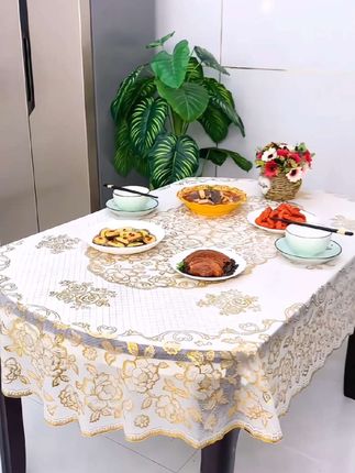 终于找到椭圆桌布 油污不留痕 防烫好打理 高档又温馨#好物推荐 烫金印花#好物分享#桌布 #椭圆形餐桌布 轻奢高级感免洗防水防油布艺茶几垫方桌盖布桌垫#桌布