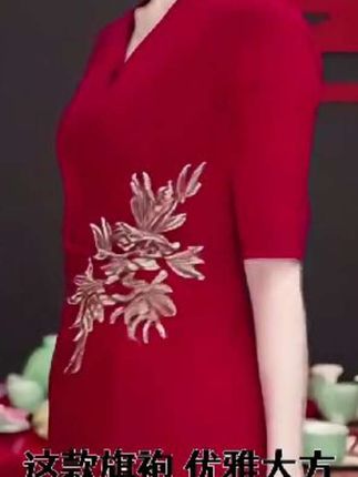 年轻喜婆婆儿子结婚宴连衣裙中长款洋气年轻妈妈嫁女儿礼服裙显瘦