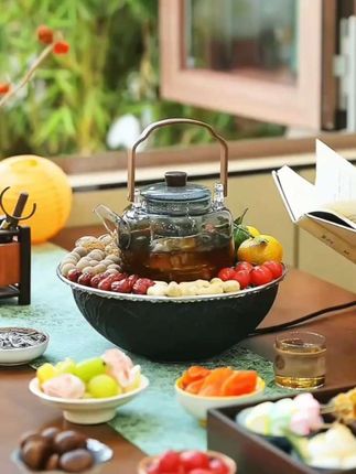 围炉煮茶器具全套家用室内轻奢烤火炉套装冬天罐罐茶玻璃煮茶壶#茶生活 #惬意生活 #品茶品人生