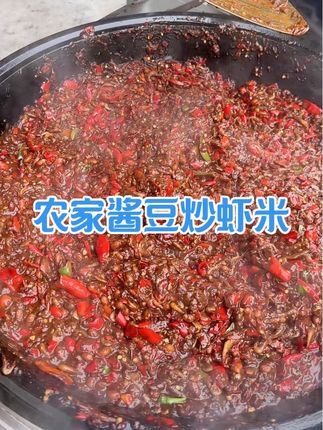 农家日晒黄豆酱炒虾米,贼香 无添加纯咸口#地方特色美食 #农村生活 #农村美食 #下饭菜 #酱豆子