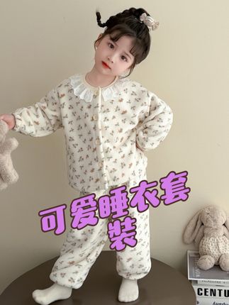 女童睡衣秋冬季加厚珊瑚绒套装女宝宝冬季公主风法兰绒儿童家居服#好穿又好搭 @上热门🔥🔥🔥