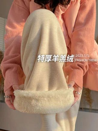 特厚羊羔绒阔腿裤女2025冬款东北过冬棉裤加绒加厚休闲直筒糯米裤#面料柔软舒适#时尚休闲#百搭显瘦 #保暖又好看 #秋冬穿搭
