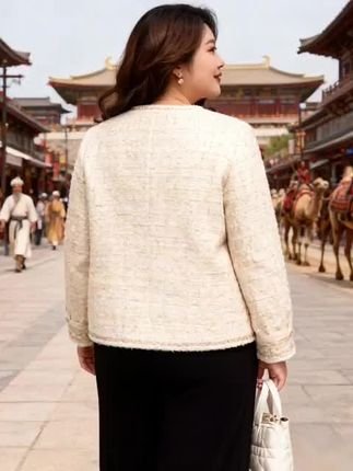 月伴夫人 2025春秋冬新款大码法式小香风圆领休闲百搭外套77125#央美附中色彩 #森马电商直播 #斗半匠开学季 #云南昆明叛逆学校