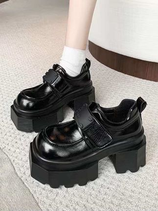 #乐福鞋 真皮9cm厚底乐福鞋女春新款小个子魔术贴休闲单鞋增高小皮鞋 #小皮鞋 #厚底乐福鞋 #魔术贴休闲裤 #巨量千川