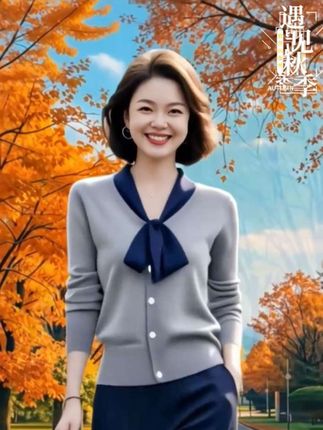 高级女装通勤设计感春秋新款拼接系带针织上衣#优雅气质 #最美穿搭 #美不美你说了算 #气质女神 #我又心动了 @DOU+上热门