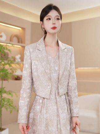 法式轻奢高级感新中式缇花时尚洋气修身长袖女装套装两件套M-4XL#优雅气质 #穿出高级感 #高端大气 #高级感穿搭