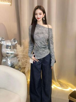 2025早秋新款长袖女短款扎染打底T恤一字肩打底衫内搭上衣女 #早秋穿搭三分钟出门不是梦 #初秋穿搭#时尚女装穿搭 #女神必备 #好物推荐🔥 @DOU+小助手