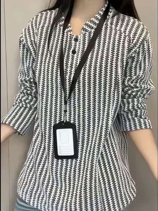 早秋穿搭男女同款鱼骨纹条纹卫衣T恤长袖#穿出高级感 #百搭上衣 #新品穿搭 #每日分享 #气质范