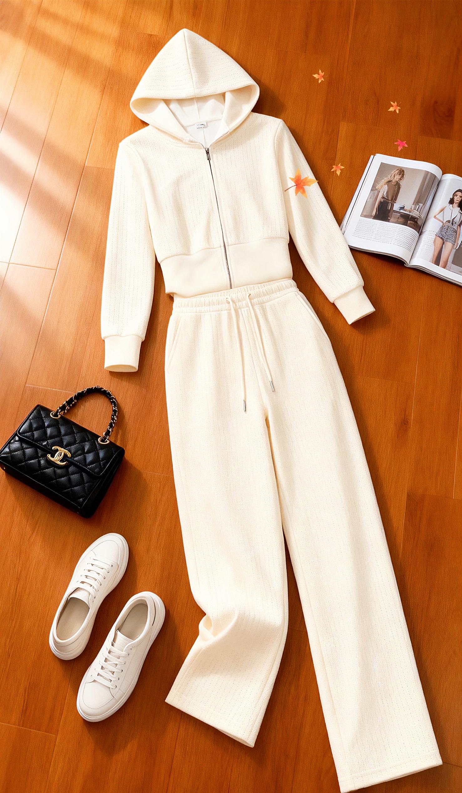 好洋气的连帽加绒卫衣套装。#套装显瘦穿搭 #轻松摆脱路人感的韩系穿搭 #小个子女生秋冬就这样穿 #早秋实用穿搭全是干货 #休闲时尚穿搭