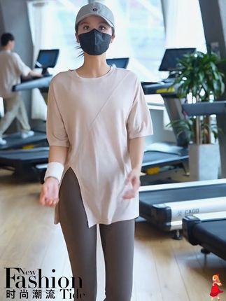 运动服女宽松显瘦罩衫健身短袖训练普拉提瑜伽服上衣透气速干#运动女孩 #运动穿搭 #健身穿搭 #运动套装 #瑜伽服 @巨量千川