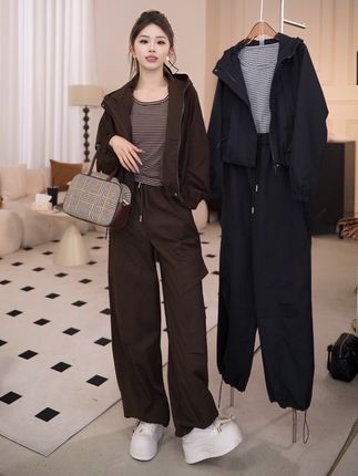韩版时尚工装三件套,两色可选,休闲百搭,喜欢的不要错过了 #高级感穿搭 #显高显瘦穿搭 #穿出自己的风格 #套装 #休闲穿搭