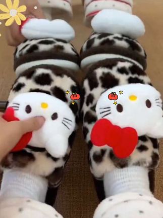 牛奶纹kitty拖鞋尊嘟可爱爆了!#秋冬拖鞋 #可可爱爱小拖鞋#毛绒拖鞋#棉拖鞋#kitty拖鞋 #日常分享