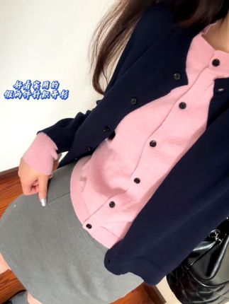好看实用的假两件针织开衫!#开衫穿搭 #假两件衬衫 #秋天穿什么 #每日穿搭 #开衫外套