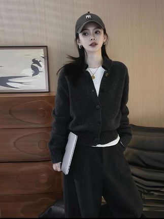 百搭休闲纯色针织衫阔腿裤女套装2025秋季新款文艺韩系宽松两件套 #百搭 #套装 #韩系穿搭 #宽松版型 #休闲减龄穿搭