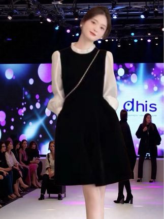 大码假两件连衣裙春秋女2025年新款显瘦正式场合面试裙子A字裙子#今日穿搭 #优雅气质 #高级感穿搭