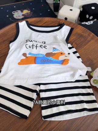 清仓一波,冲它~大热天给孩子穿这种#背心莫代尔套装 真的太清爽太舒服了,软软滑滑的,孩子穿上就爱了#儿童家居服#儿童睡衣#超便宜超划算