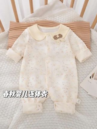春秋宝宝纯棉无骨连体衣卡通公主风英伦风连体哈衣长袖新生儿幼儿#高品质童装 #婴幼儿服饰 #宝宝好物推荐 #母婴好物 #超薄透气