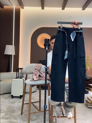2025秋季新款丝巾工装裤女中腰休闲阔腿裤纯色时尚潮流W1326#强烈推荐 #爱了爱了 #完美搭配