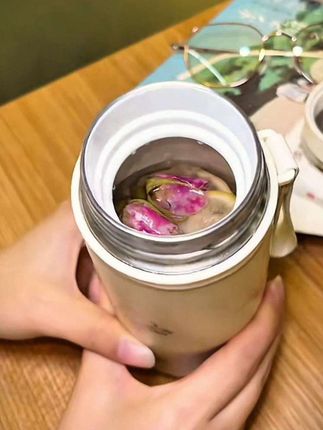 中秋礼物铃兰礼盒智能保温杯便携茶水分离陶瓷内胆保温杯#杯子#保温杯#水杯#智能显温#茶水分离杯