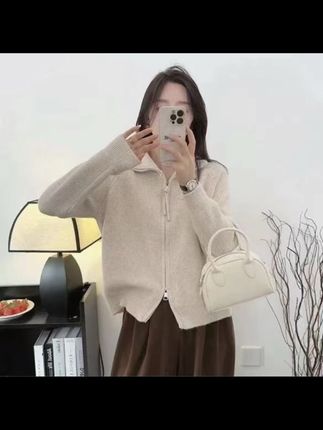 2025双拉链可立可翻领毛衣针织女开衫#百搭显瘦 #翻领毛衣 #针织开衫 #双拉链毛衣 #显瘦穿搭