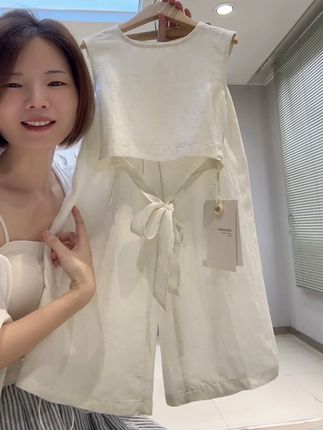 天丝+麻女童套装#童装