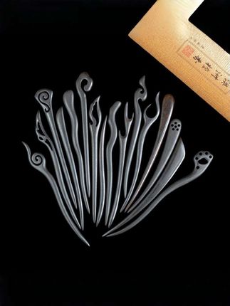 黑檀绿檀金丝檀diy发簪女新中式高级感按摩梳檀木手镯#每日分享 #发饰发夹 #纯手工打造 @巨量千川