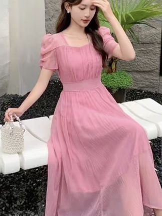 8587新款短袖小个子气质夏装高级感修身裙子#百搭#气质裙#夏装