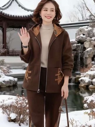 #妈妈装 #加绒加厚#休闲套装#简约大气#保暖又好看
