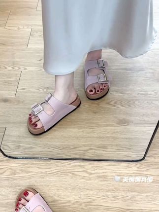 勃肯半拖鞋太松弛了~博肯鞋烟粉色好温柔!!,#无限回购的宝藏单品 #勃肯拖鞋 #好鞋推荐