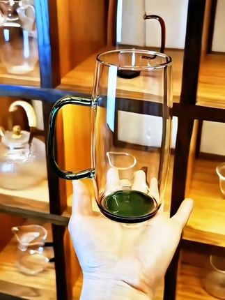 绿茶杯玻璃茶杯 高透明耐高温玻璃 大容量耐热喝水杯 ≈350ml#茶杯#水杯#多喝水#泡茶杯#今天你喝茶了吗