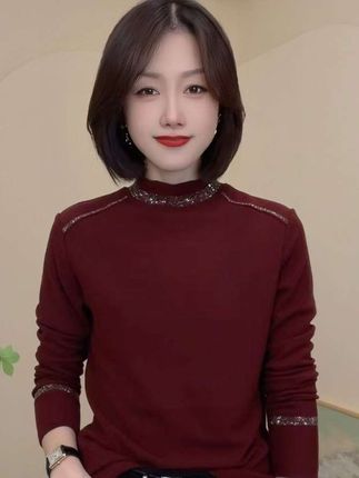 #上热门 #新品纯色烫钻时尚气质设计感女士T恤显瘦罗纹德绒安哥拉打底衫#欢迎新老客户的光临 #好物推荐🔥 #新款女装上市 #百搭上衣女