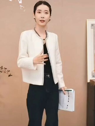 CHENSMCHEN 绵羊毛小香风提花外套女精致气质优雅上衣#品质女装 #秋冬穿搭 #早秋松驰感穿搭 #穿出时尚的感觉