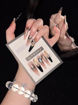 琥珀鎏金💅 #新款 #高品质手工穿戴甲 #秋冬美甲 #美甲控 #辣妹美甲