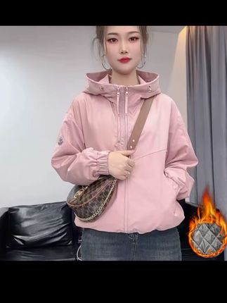 2025新款女装双拉链加二棉户外外套女宽松休闲夹克冲锋衣上衣潮#冲锋衣 #宽松版型 #休闲穿搭 #户外穿搭 #秋冬穿搭