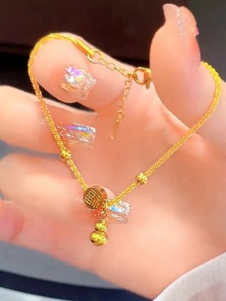 钛钢手链 复古金色钛钢女款气质饰品轻奢小众民族风葫芦百搭简约#项链#项链推荐