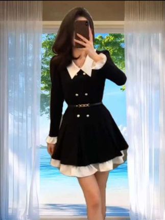 时尚连衣裙#秋季穿搭#长袖小黑裙#小香风连衣裙#洋气减龄