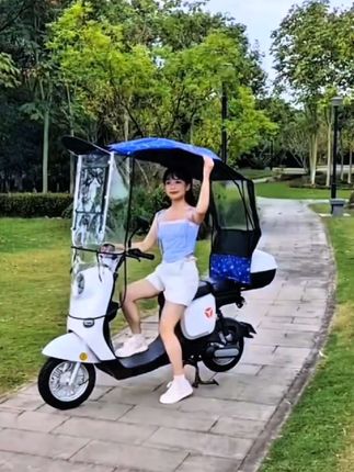 电动车三轮摩托车折叠雨棚,安装简单,夏季遮雨防晒棚#出门必备 #电动车雨棚新款