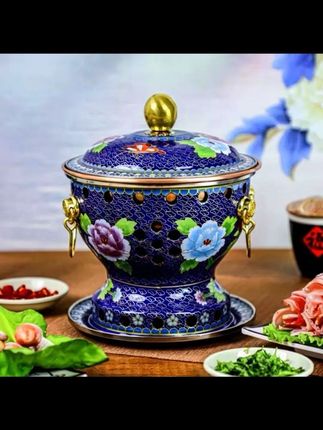 景泰蓝铜火锅涮肉铜锅家用火锅酒精炉单人分餐火锅专用锅火锅砂锅#分餐专用火锅 #火锅 #酒精炉 #小火锅 #单人火锅