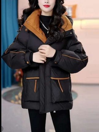免洗保暖羽绒服冬季新款黑色显瘦时尚连帽加厚白鸭绒外套#冬季穿搭 #免洗保暖羽绒服 #连帽外套 #减龄显瘦穿搭 #羽绒服穿搭