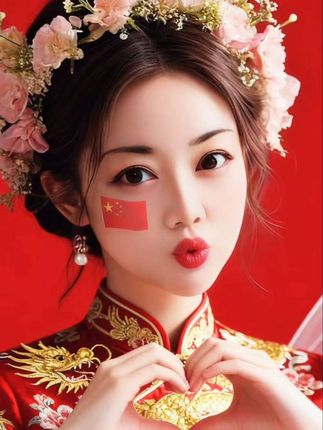 中秋国庆双节同庆,红旗映笑颜,花环添喜气。✨提前祝大家节日快乐,幸福安康!#中式造型