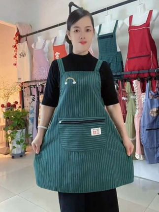 【网红透气成人薄款纯棉做饭无袖围裙上班家用防尘防污工作服女:/ 款】#纯棉套装围裙#防污防尘,好清洗#拉链大口袋#方便实用,质量好。 #防污防尘,好清洗