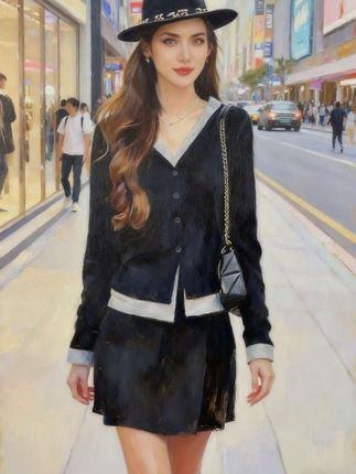 #秋日户外就穿琥珀系 #琥珀系拉抽屉变装 #假两件长袖针织衫女春秋季新款小个子v领修身显瘦短款上衣ins