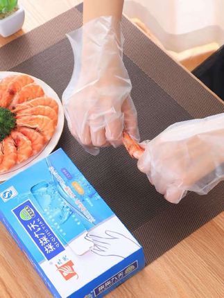 一次性手套加厚塑料薄膜透明餐饮厨房龙虾 美发家用外卖防护 卫生#一次性手套 #加厚手套